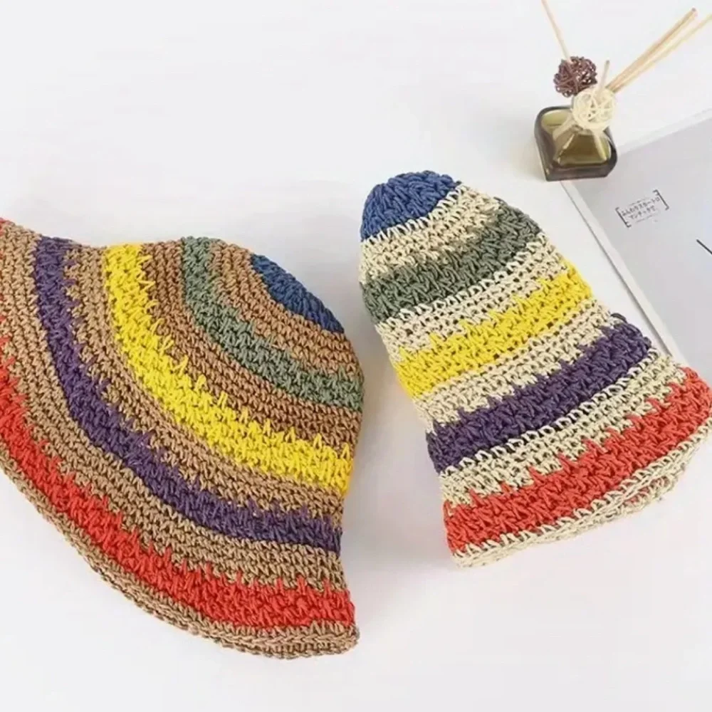RAFFIA COLORFUL 🥥 CROCHET BUCKET HAT